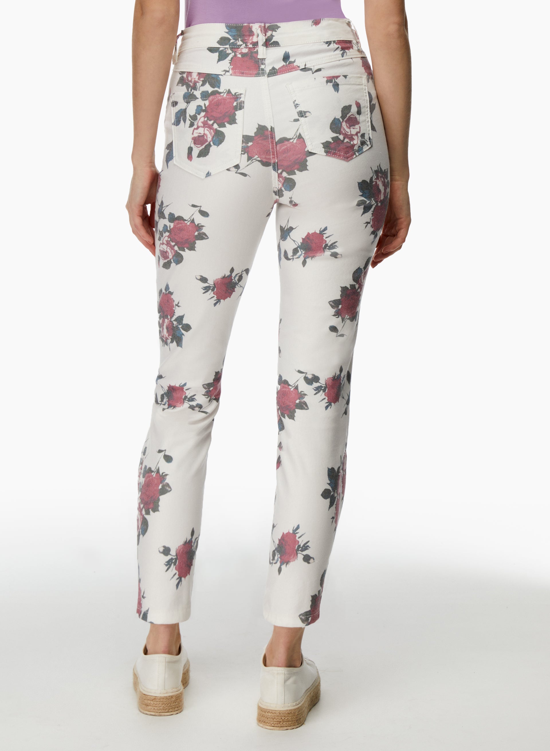 Floral Print Slim Leg Jeans for Women - High Waisted Skinny Jeans with Stretch - Perfect for Casual Outfits, Date Nights & Spring Fashion