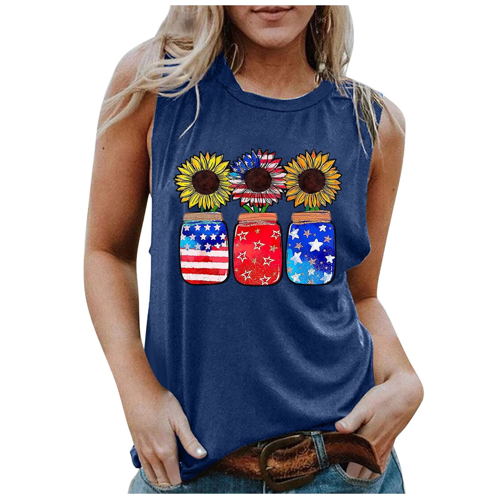 Women's Round Neck Sleeveless Tank Tops - Cute Graphic Printed Workout Shirts for Yoga, Running & Athletic Wear | Gym, Fitness & Casual Summer Outfits