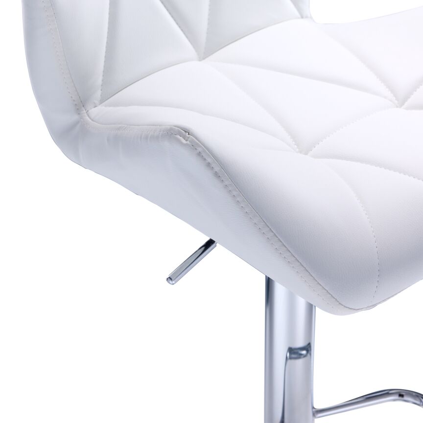 Ava White Bar Height Stool - Adjustable Swivel Bar Stool for Kitchen Island, Breakfast Nook & Home Bar - Modern Counter Height Stool with Padded Seat
