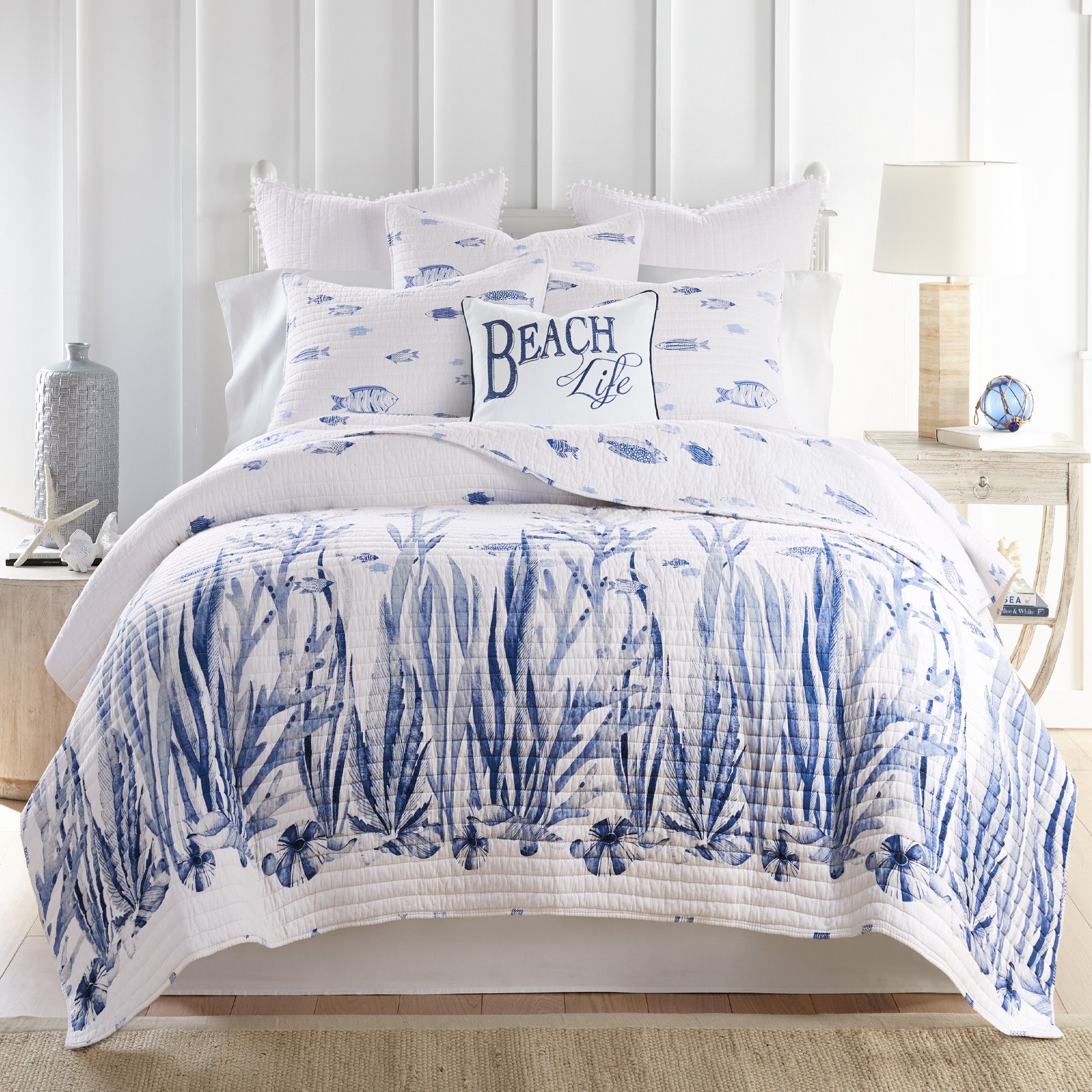 Indigo Tide Quilt Set - Queen Size Bedding with Soft Cotton Cover - Perfect for Cozy Bedrooms, Guest Rooms & Dorm Decor