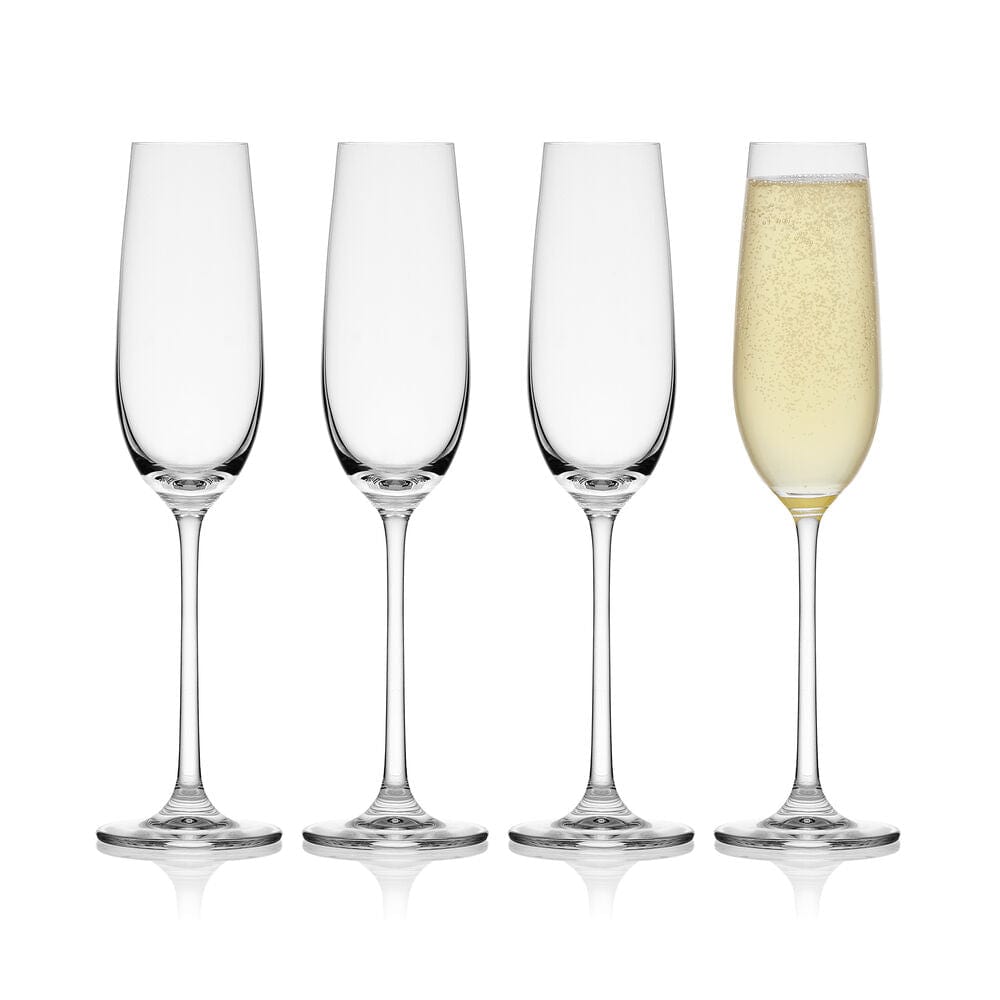 Premium Lana Set of 4 Crystal Champagne Flutes - Elegant Glassware for Weddings, Parties & Celebrations