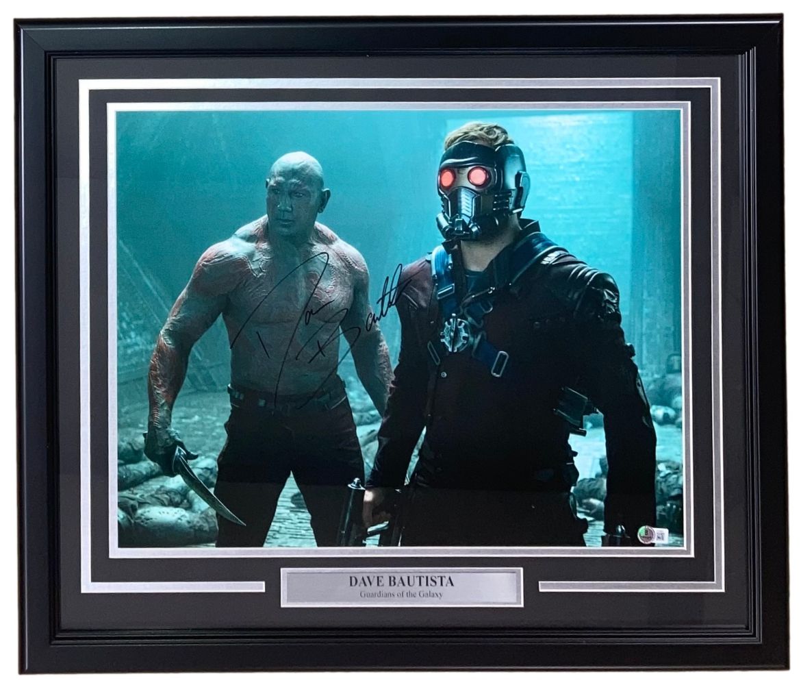 Batista Dave Bautista Autographed Framed 16x20 Guardians of the Galaxy Drax Photo - Collectible Memorabilia for Movie Fans & Superhero Enthusiasts - Perfect for Home Theater, Man Cave, or Gift Idea