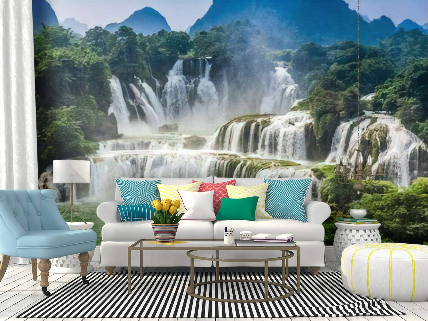 RECETHROWS Detian Waterfall Peel and Stick Wallpaper - Self-Adhesive Removable Vinyl Wall Mural for Home Decor | Perfect for Living Room, Bedroom & Office Accent Walls