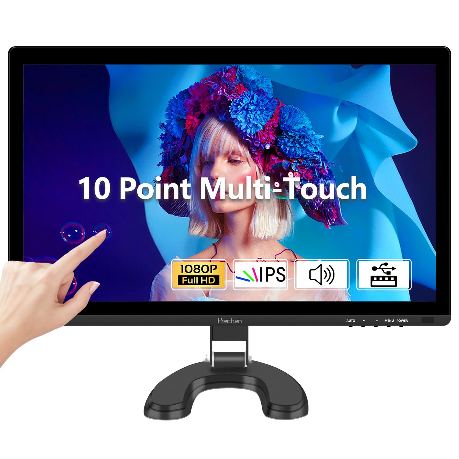 24 Inch IPS FHD 1080P Touchscreen Monitor with Built-in Speakers, 75Hz Refresh Rate, HDMI/VGA/USB Ports, VESA Mount - Perfect for Gaming, Office Work, and Digital Signage (Black)