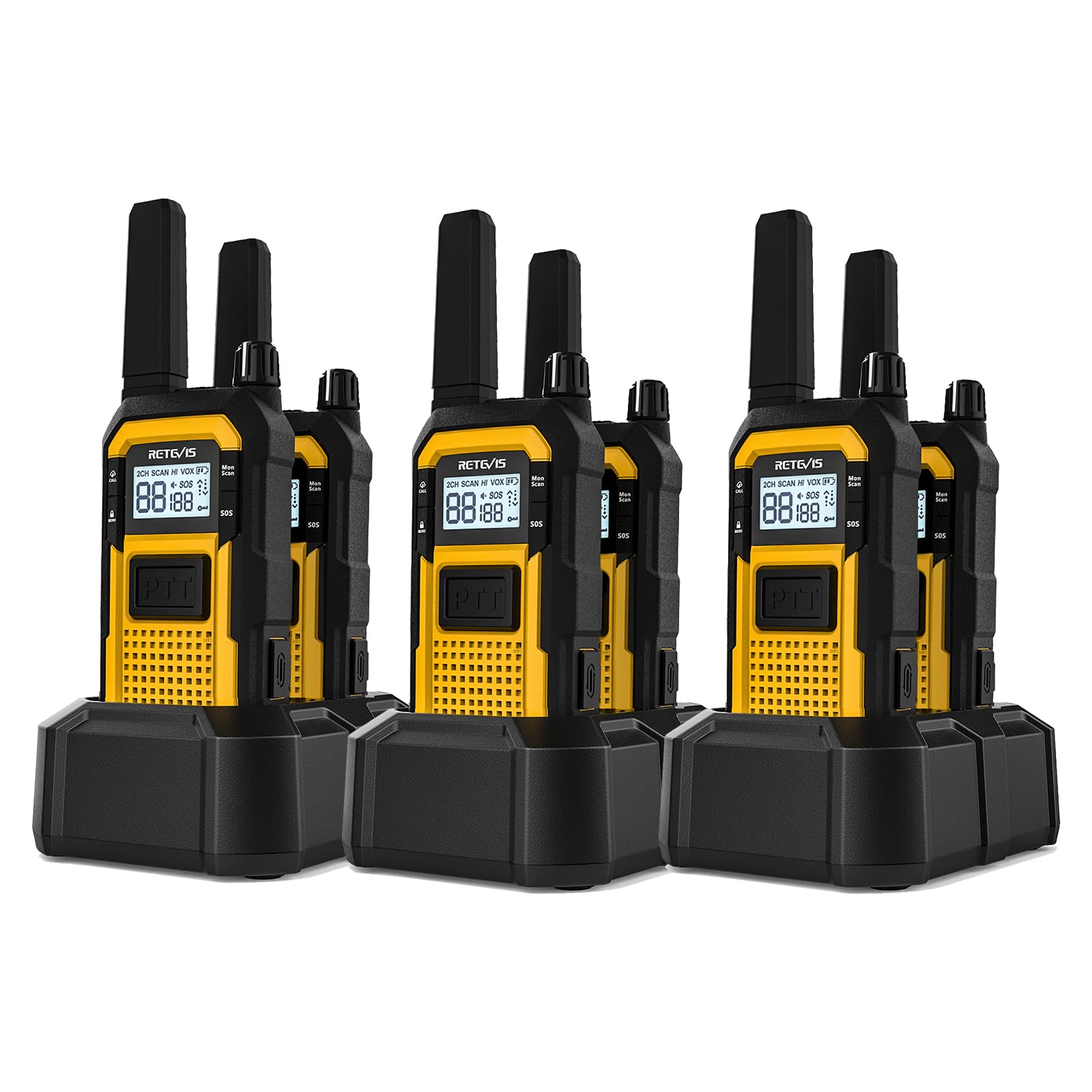 Retevis RB48 Long Range 2 Way Radio - IP67 Waterproof Walkie Talkies for Adults, 2000mAh Battery, Drop Proof & Heavy Duty Two Way Radios - Perfect for Construction Sites, Warehouses, Outdoor Adventures & Emergency Communication (6 Pack)