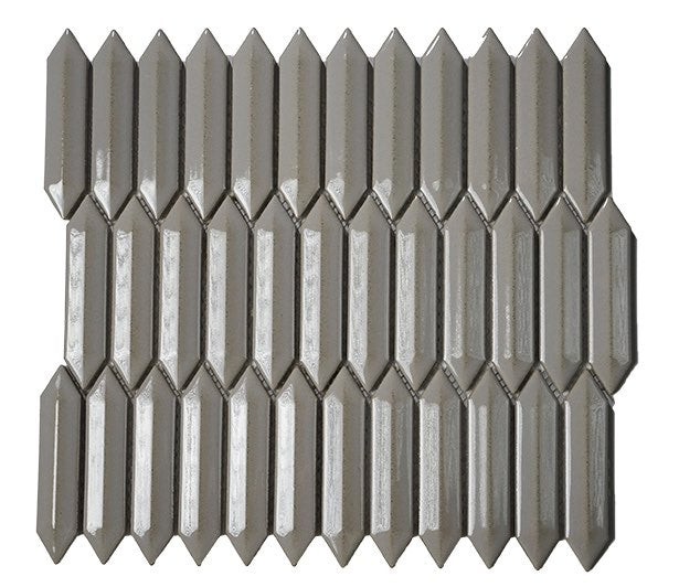 Mini Picket Taupe Glossy Porcelain Mosaic Tile - Premium Peel and Stick Backsplash for Kitchen, Bathroom, and Shower Walls - Waterproof & Easy to Install