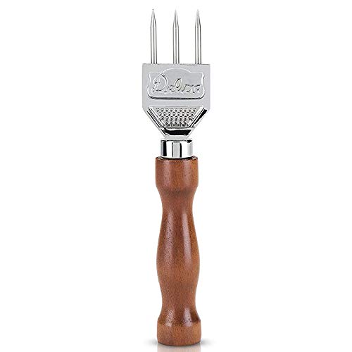 MAKAA Ice Pick - Durable 304 Stainless Steel Ice Chipper with Solid Wood Handle, 3-Prong Ice Crusher for Bartenders & Cocktail Making - Perfect for Home Bars, Restaurants, and Professional Mixology