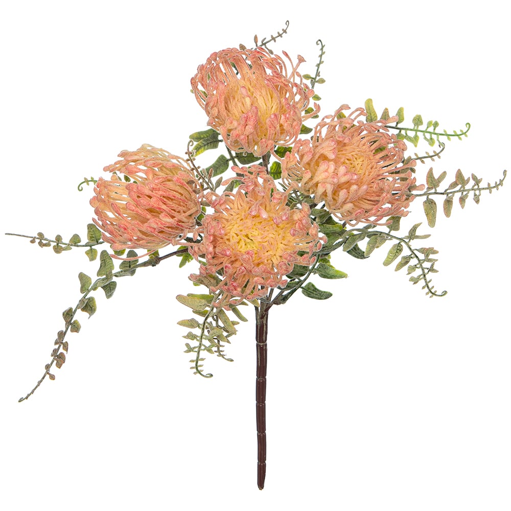 12 Pack Pink Silk Protea Flower Bush - Artificial Floral Arrangement for Home Decor, Wedding Centerpieces, and DIY Crafts