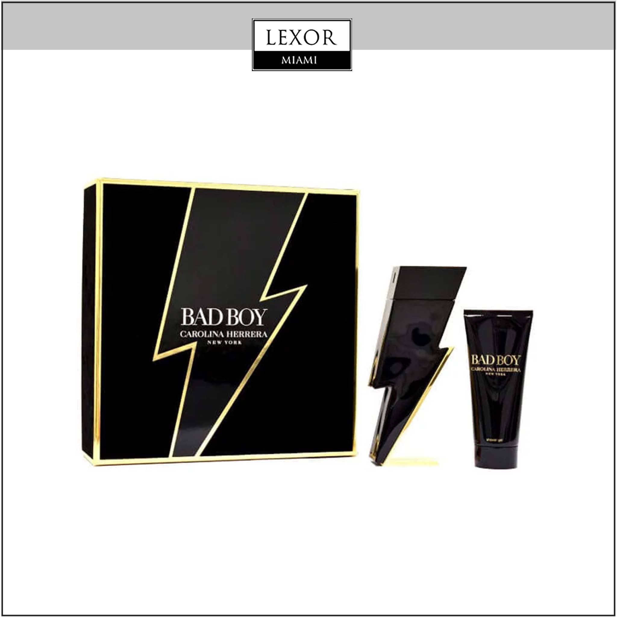 Carolina Herrera Bad Boy 3.4 oz Eau de Toilette for Men with Mini Travel Spray - Luxury Cologne Gift Set for Date Night & Special Occasions