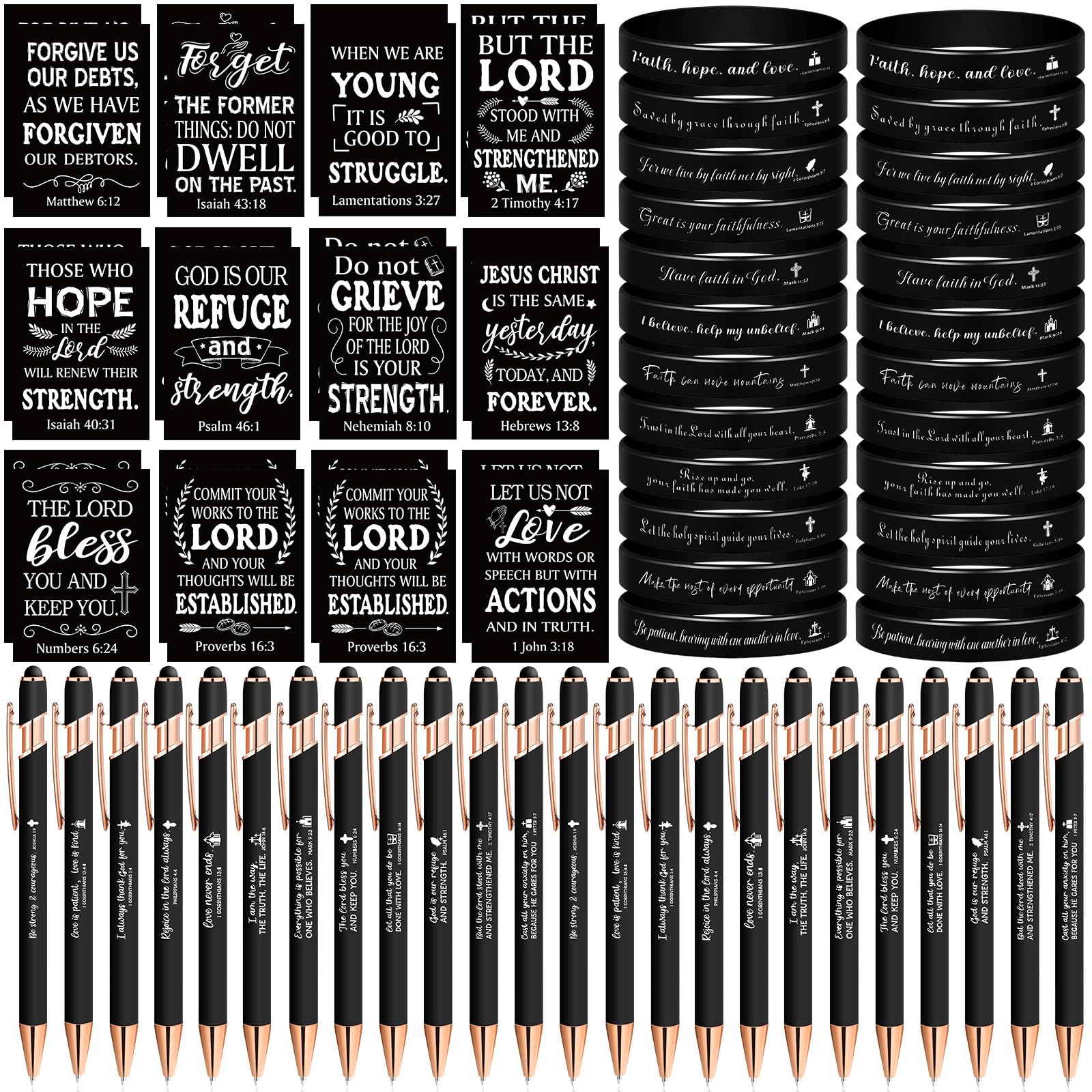 72 Pcs Christian Gift Set - Bible Notebooks, Pens & Bracelets for Women & Men | Office & School Supplies