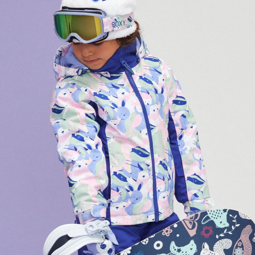 Roxy Snowy Tale Girls Ski Jacket - Waterproof Winter Coat for Toddlers 2-3 Years (Bright White) - Perfect for Skiing, Snowboarding & Outdoor Winter Adventures