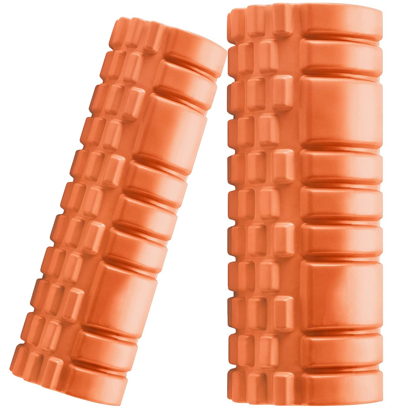 2 Pack High Density Foam Rollers for Deep Tissue Massage - Muscle & Back Recovery, Physical Therapy, Yoga, Pilates & Gym Workouts - Perfect for Home & Professional Use - Orange Fitness Equipment