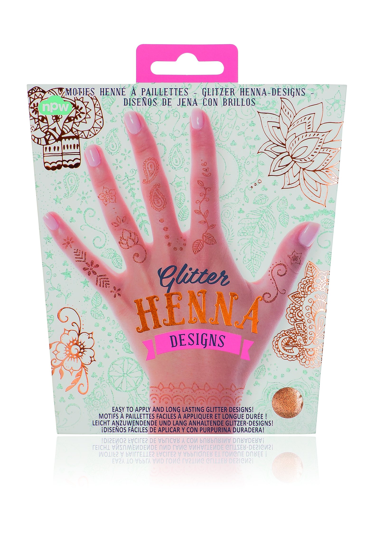 NPW Metallic Glitter Henna Tattoos Kit - Temporary Body Art for Parties, Festivals & Special Events