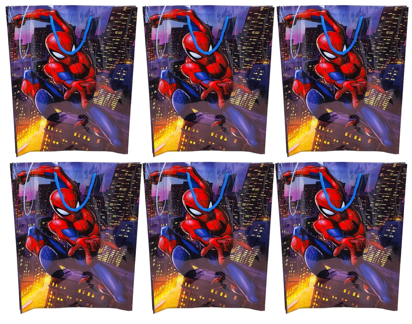 Eco-Friendly Cartoon Themed Paper Carry Bags - Pack of 6 | Kids Birthday Party Favor Gift Bags | Return Gifts for Boys | Perfect for Birthday Parties, School Events & Goodie Bags