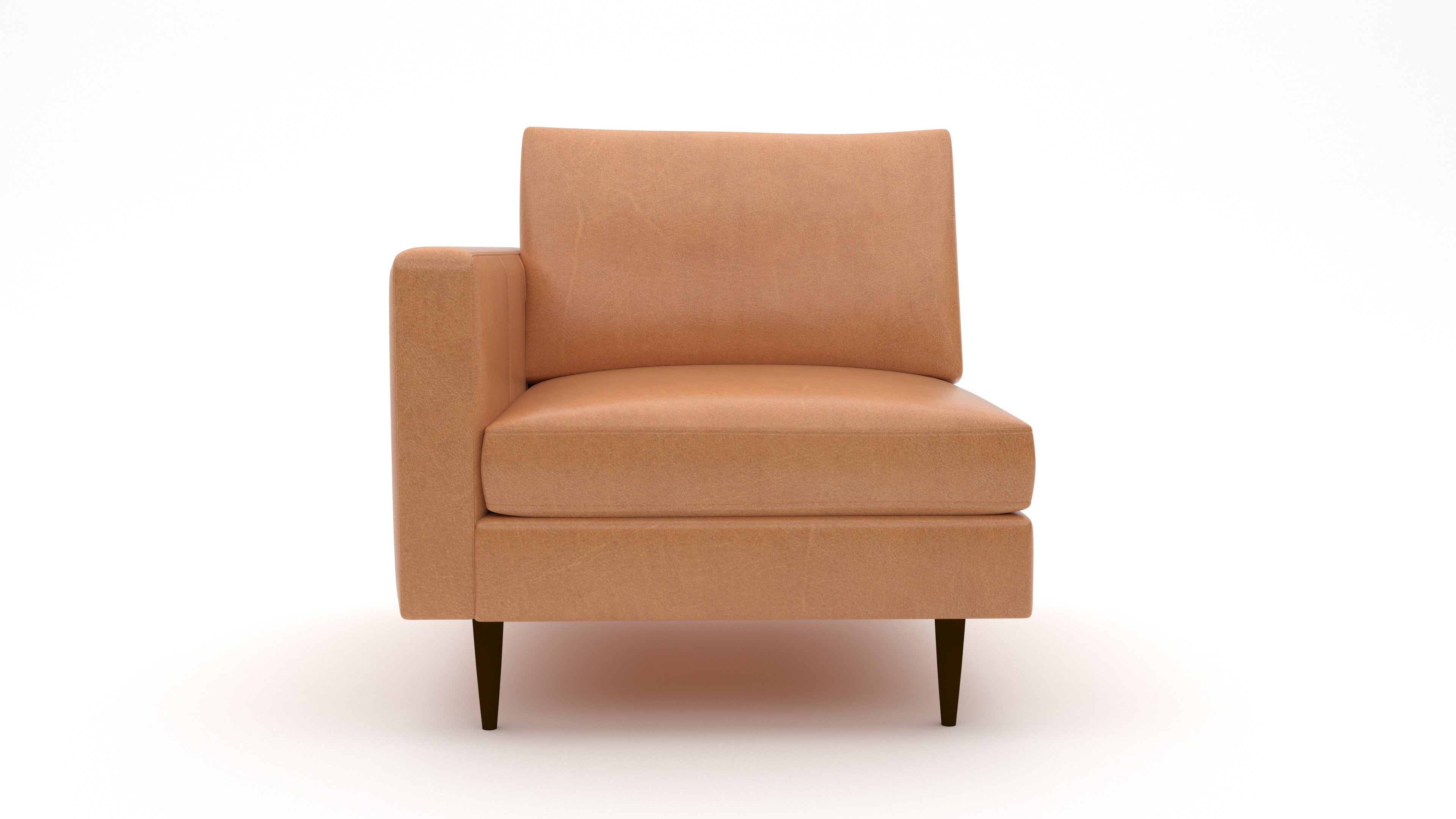 Wallace Leather Untufted Laf Chair - Modern Minimalist Lounge Chair for Living Room, Office & Reading Nook - Genuine Leather Accent Chair with Sturdy Wooden Legs