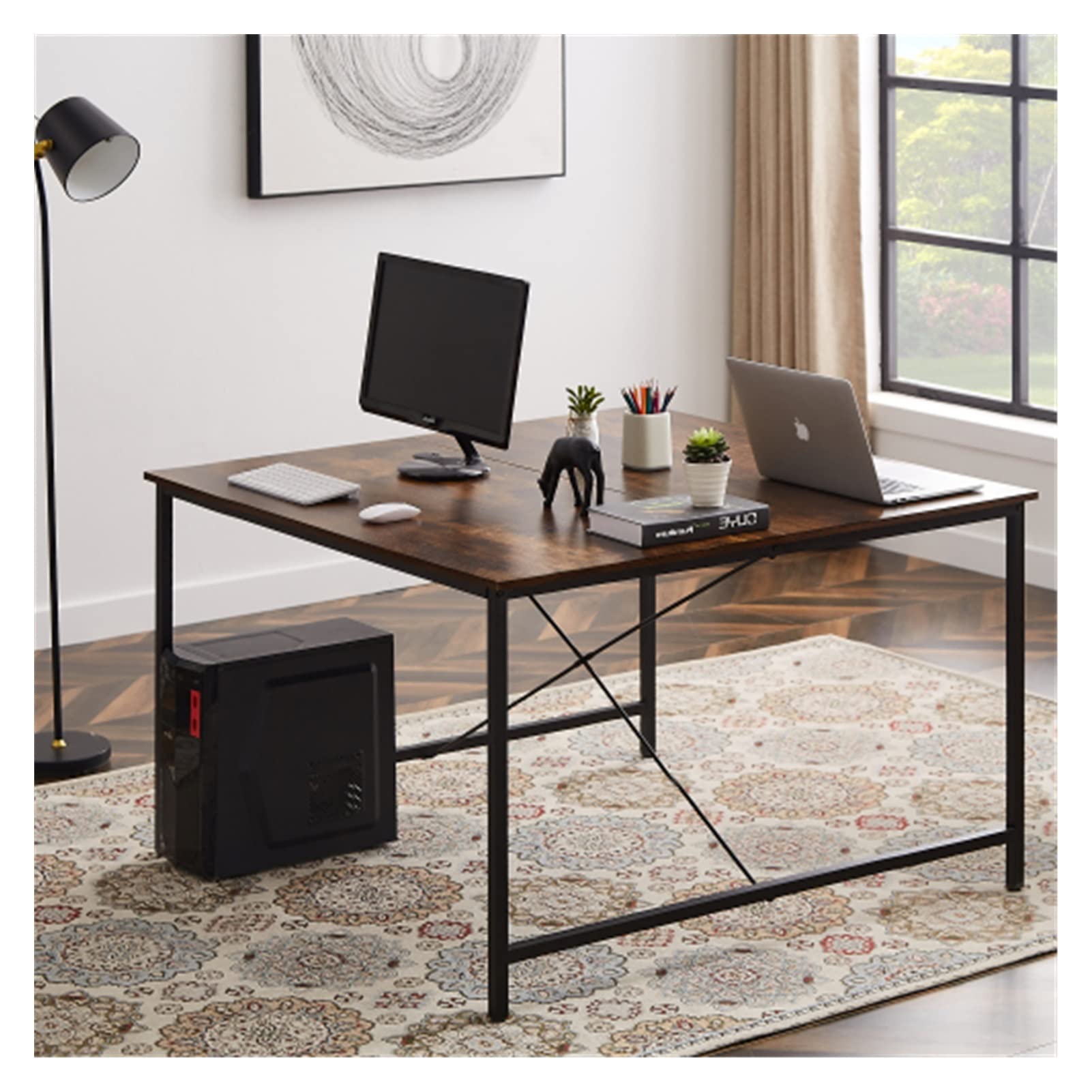 WEPL 47 x 47 Inch Large Office Desk - Extra Wide Computer Desk for Home & Office, Two Person Workstation with Ample Workspace | Perfect for Shared Workspaces, Remote Work & Home Office Setup