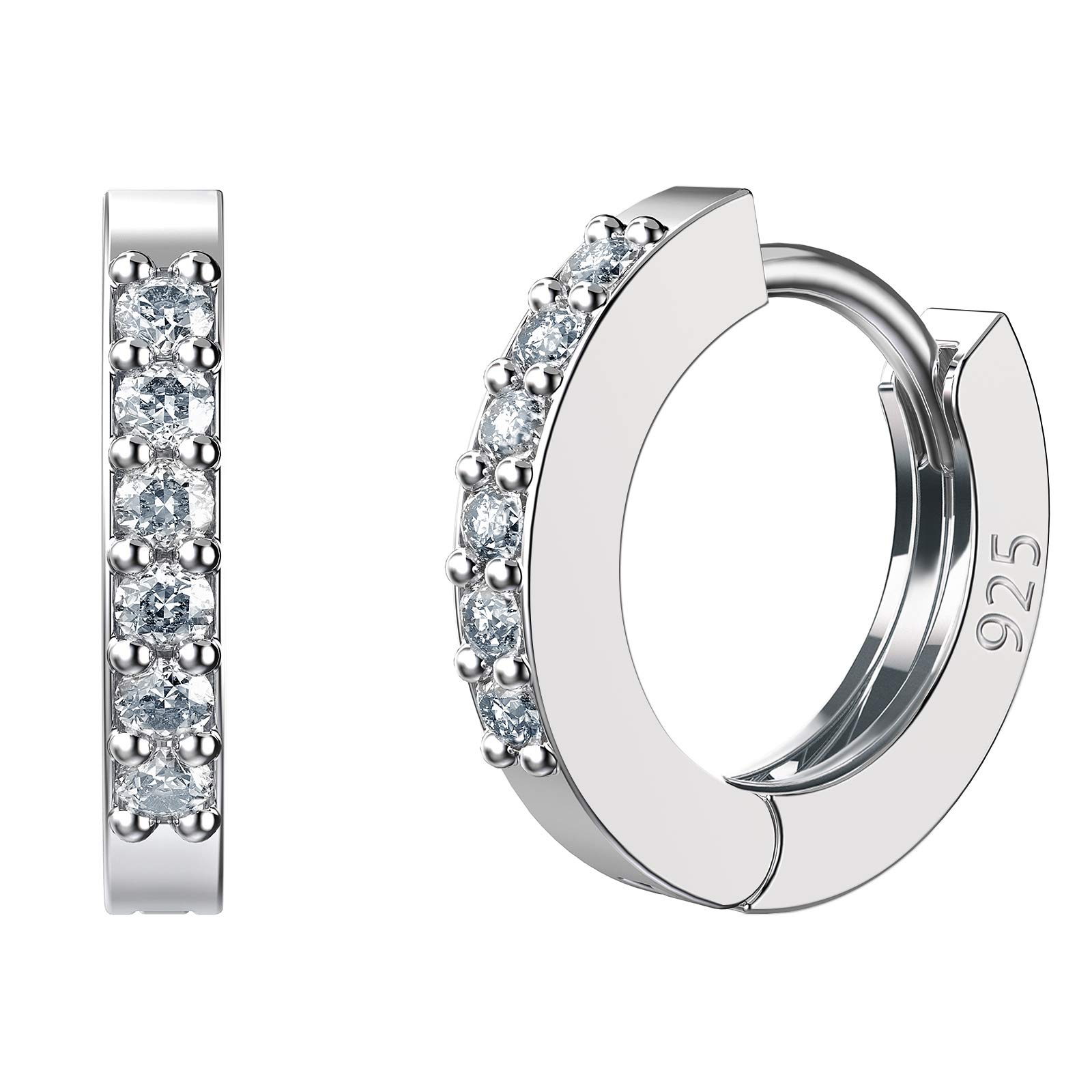SWEETV 925 Sterling Silver Huggie Hoop Earrings for Women & Girls - Tiny Small Cartilage Hoops - Perfect for Everyday Wear, Gifts & Special Occasions