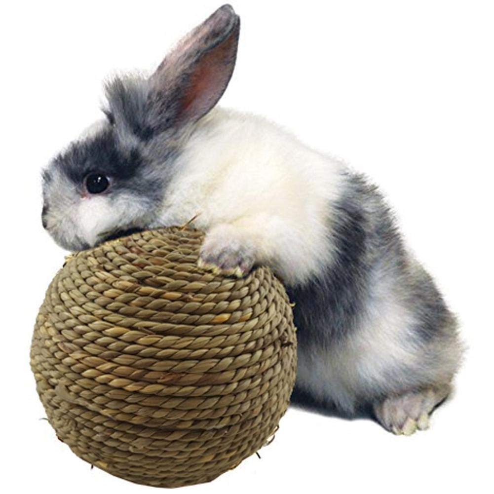 6cm Natural Grass Chew Ball for Rabbits, Hamsters & Guinea Pigs - Dental Care Pet Toy | Small Animal Teeth Cleaning Supplies | Perfect for Cage Enrichment & Playtime