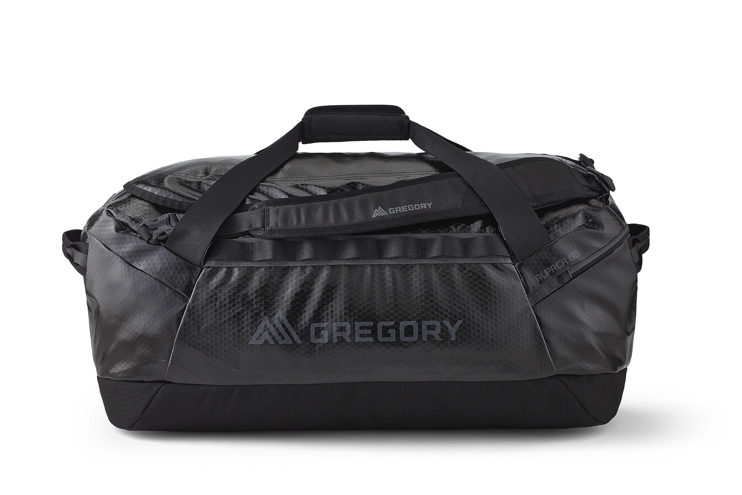 Gregory Alpaca 80 Adventure Travel Duffel Bag - Waterproof Gear Organizer for Hiking, Camping & Outdoor Trips - Obsidian Black - Perfect for Backpacking, Gym & Sports Equipment Storage