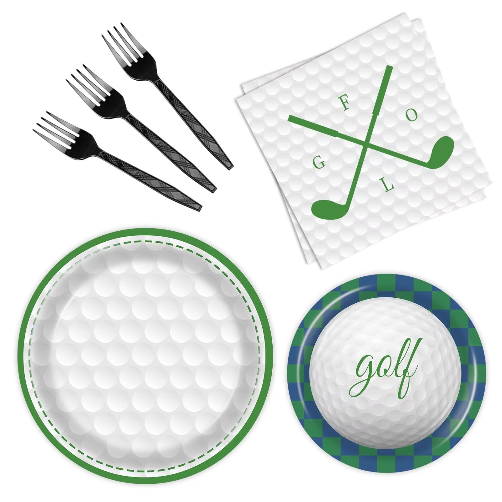 96 Pcs Golf-Themed Paper Plates & Napkins Set - Birthday Party Decorations, Golf Tournament Supplies, Baby Shower & Sports Theme Party Essentials