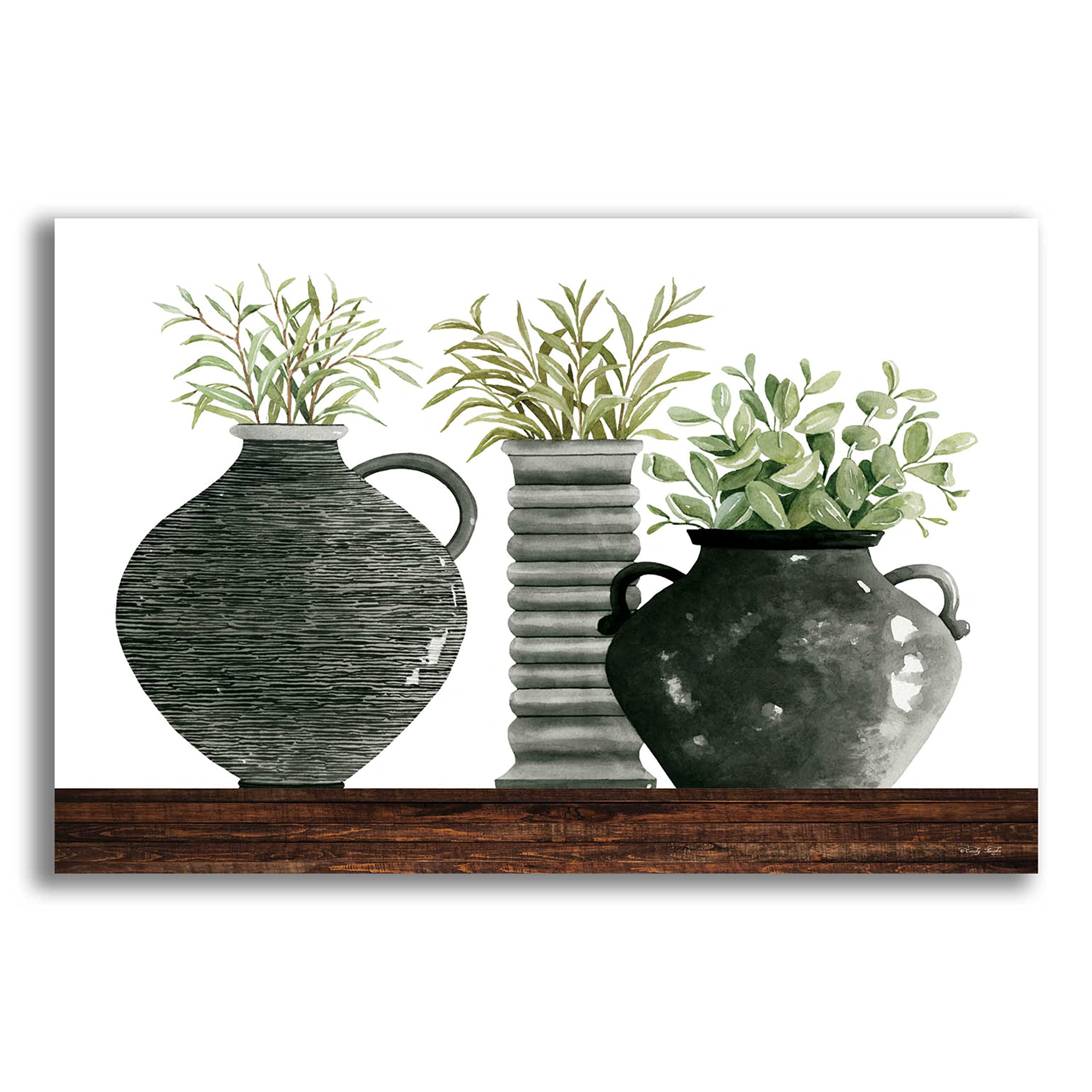 Epic Art 'Black Vase Set' by Cindy Jacobs - Acrylic Glass Wall Decor 24x16 Inches - Modern Home & Office Wall Art for Living Room, Bedroom, Dining Area