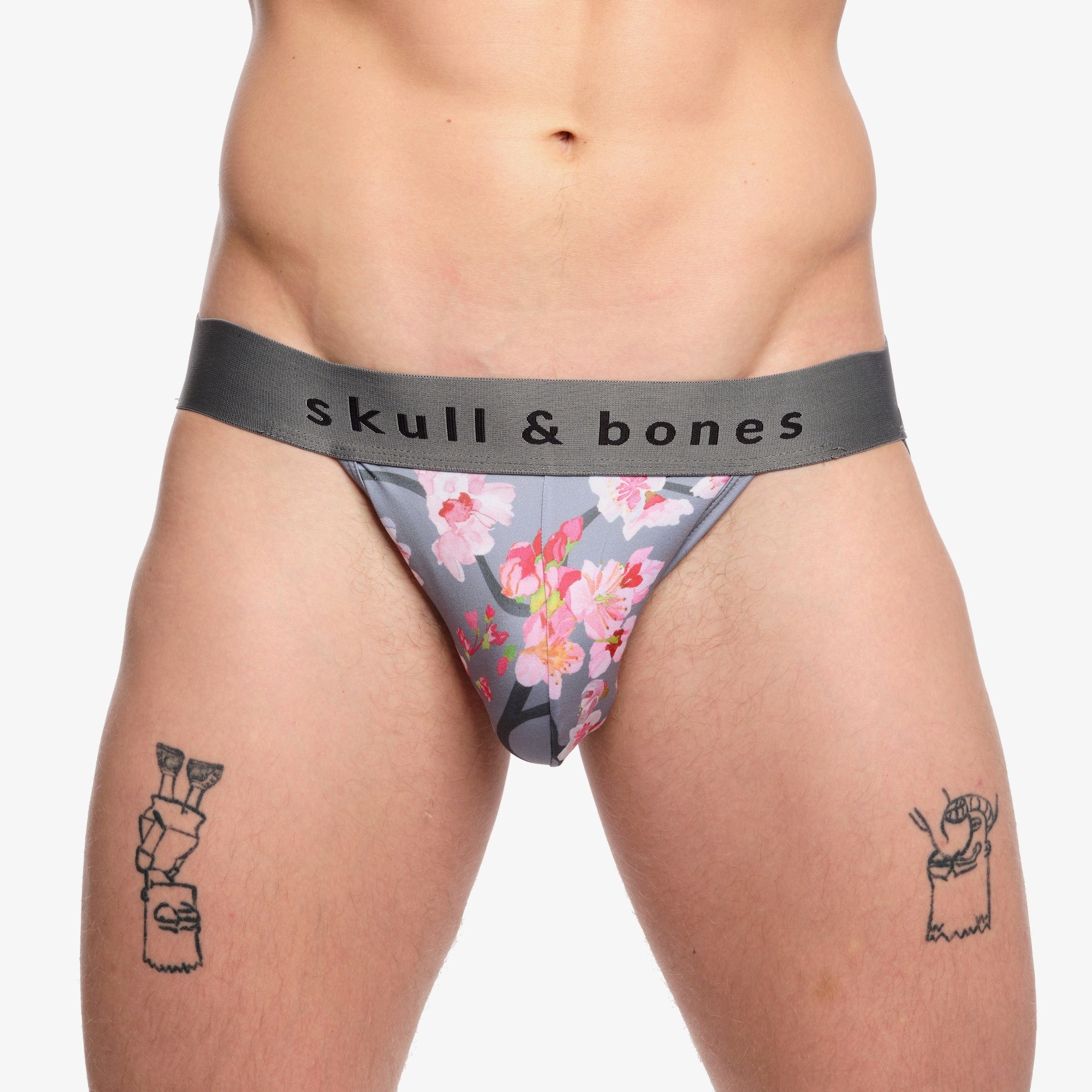 Cherry Blossom Jockstrap for Men - Breathable Grey Athletic Support Underwear - Perfect for Gym, Running & Sports Activities