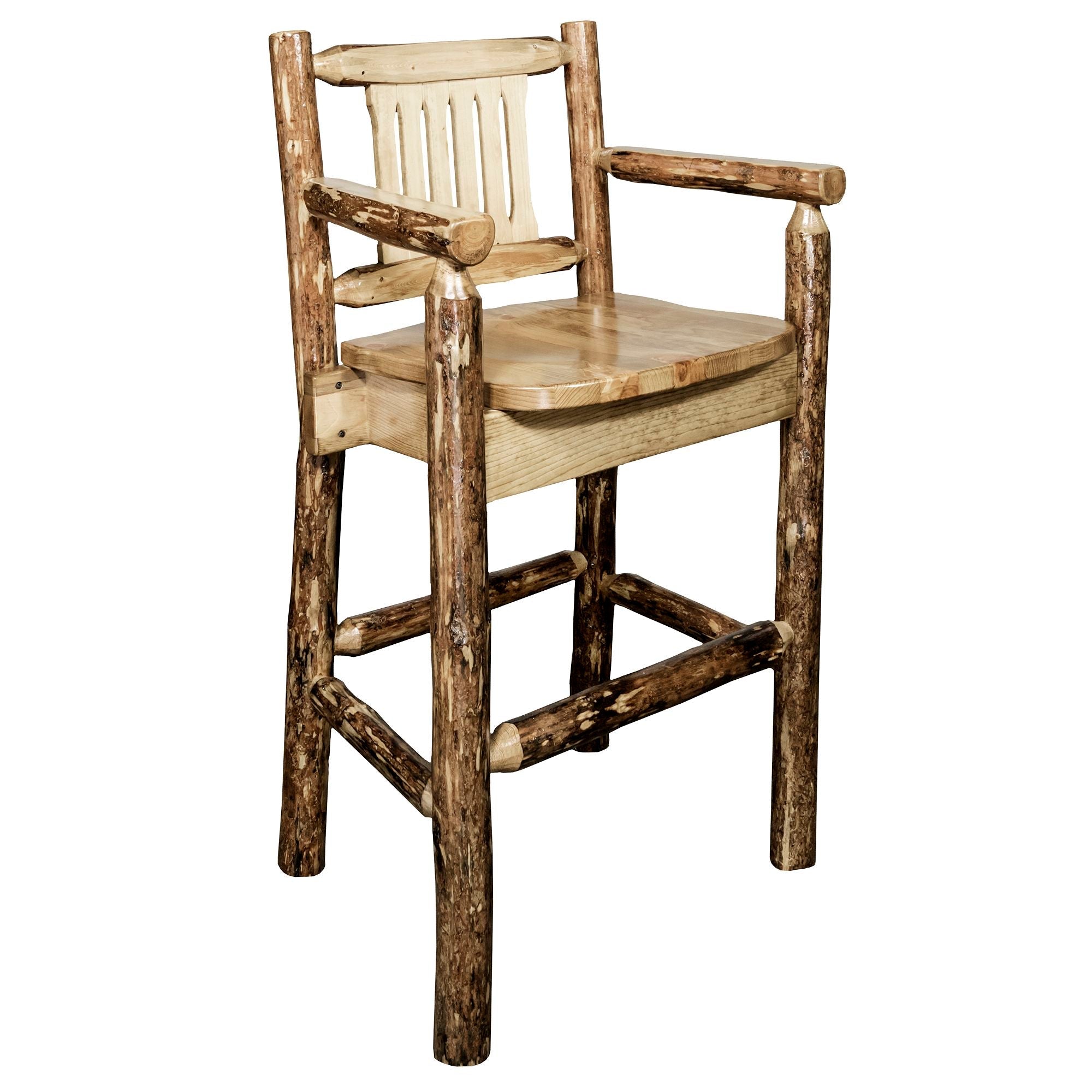 Glacier Country Counter Height Captain's Barstool - Rustic Wood Bar Stool with Backrest for Kitchen Island, Breakfast Nook & Home Bar - Comfortable & Stylish Seating Solution
