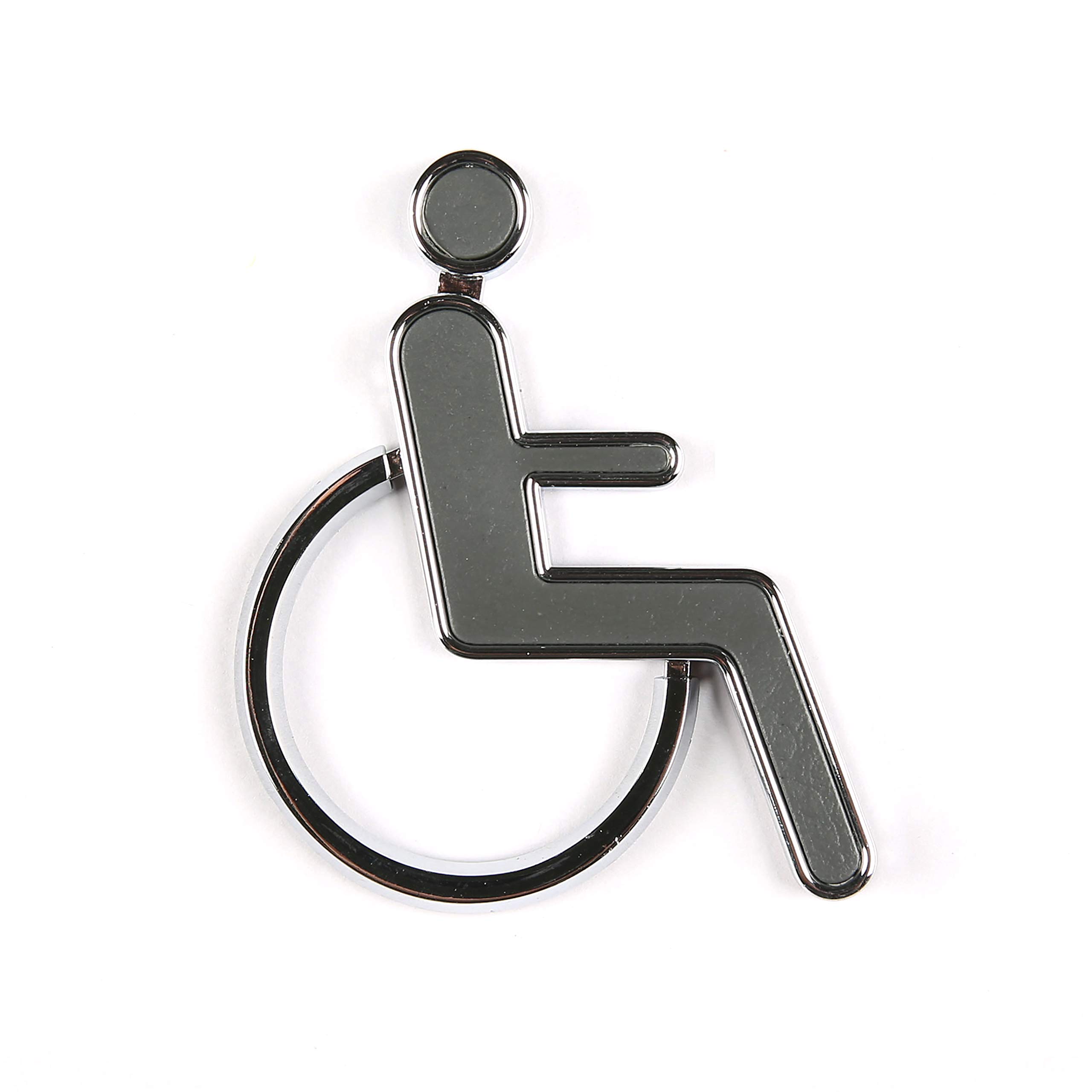 ADA Compliant Chrome Modern Restroom Door Sign - Wheelchair Accessible Self-Adhesive Bathroom Decor for Office, Hotel & Commercial Spaces
