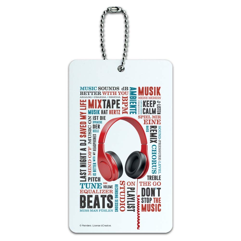 Stylish Music-Themed Headphones & Luggage ID Tag Set - Perfect for Travel, Carry-On Suitcases, and Personalized Gift Giving