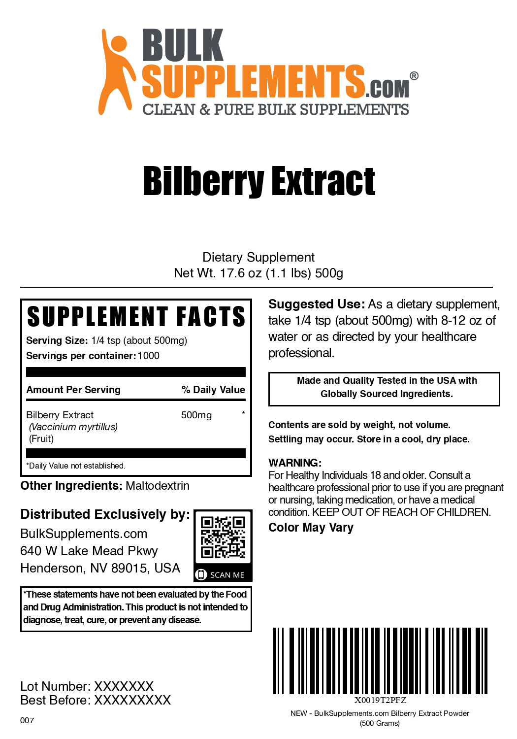 Premium Organic Bilberry Extract Powder - 100% Pure & Natural Antioxidant Supplement for Eye Health & Vision Support - Perfect for Smoothies, Teas, and Baking