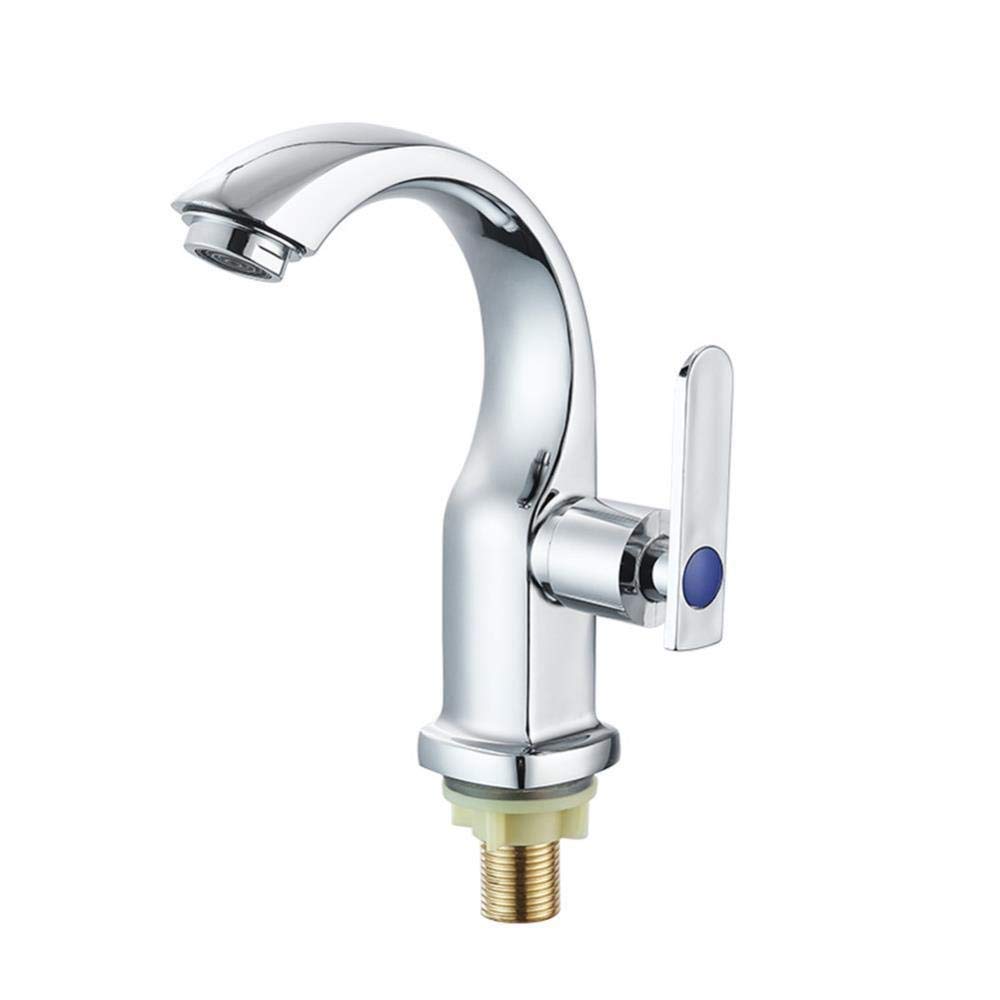 Modern Swan Neck Faucet - Cold Water Bathroom Sink Mixer Tap with Easy Installation & Water Saving Design | Durable Plated Finish for Kitchen & Basin | Perfect for Home, Hotel & Commercial Use