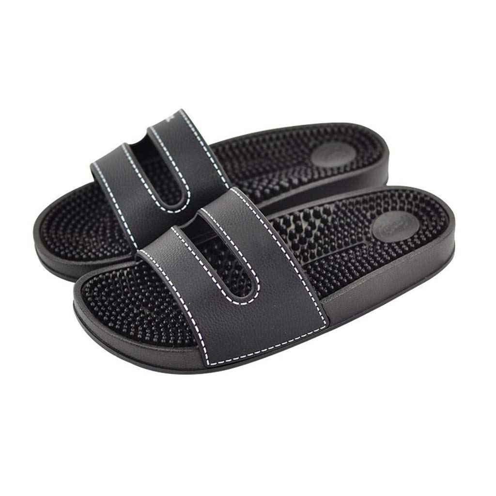 YXCKG Men's Acupressure Massage Slides - Comfortable Non-Slip Flip Flop Sandals with Arch Support for Outdoor, Beach, Pool & Home Use (Black, Size 36-37 EU) | Perfect for Relaxation, Walking & Water Activities