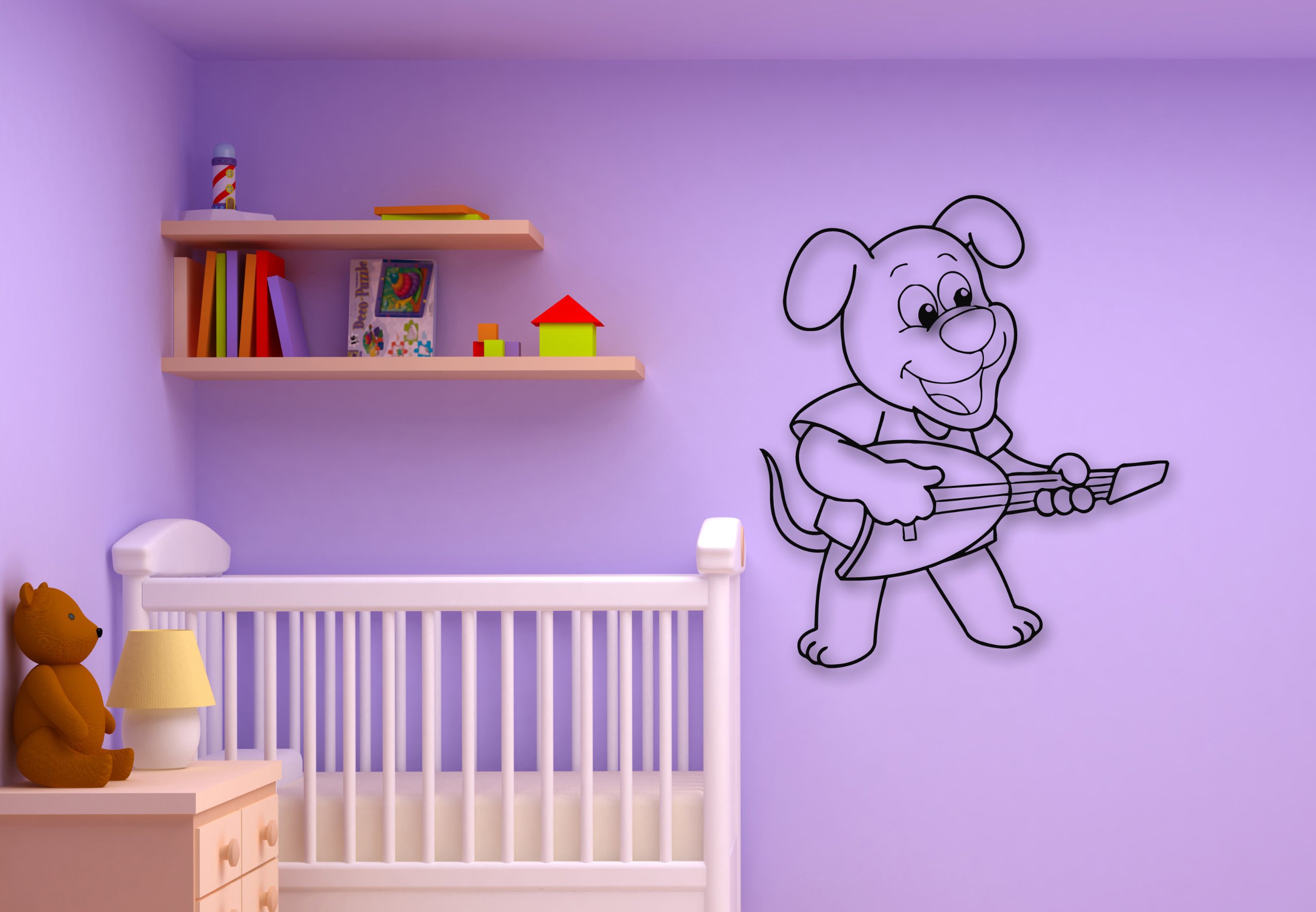 Dog Guitar Vinyl Wall Decal - Kids Room & Nursery Decor for Music Lovers