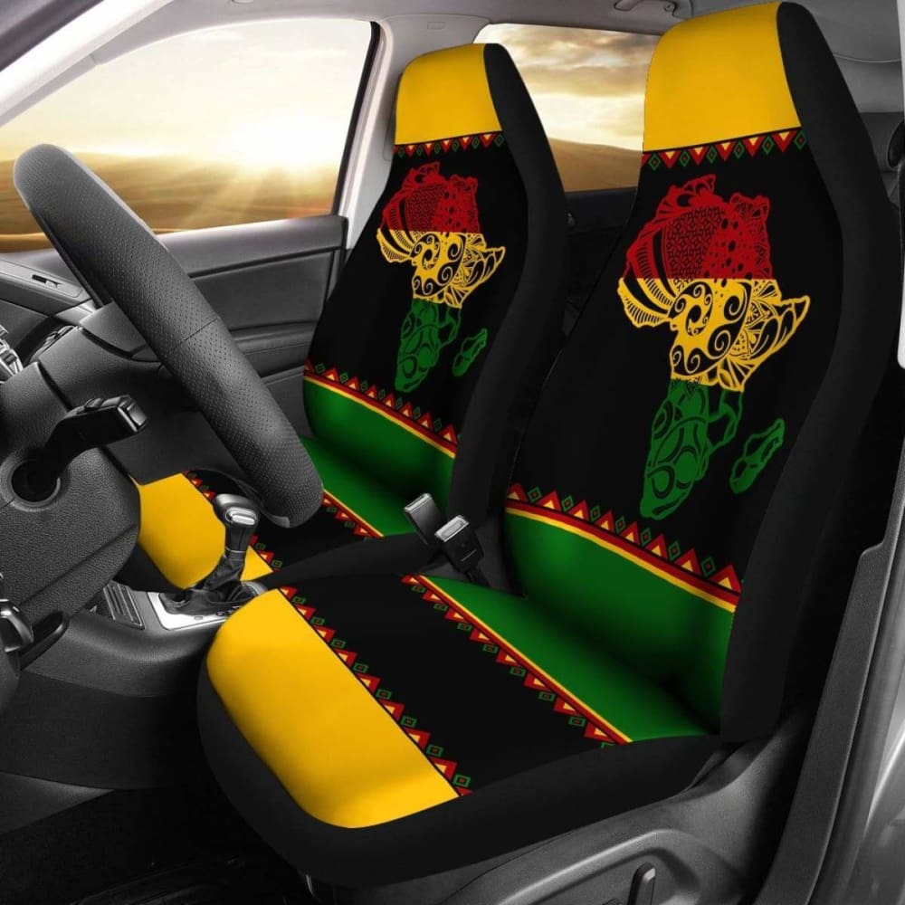 Premium Africa-Inspired Car Seat Covers - Vibrant Reggae Pattern (Model 105905) - Perfect for Jeep Wrangler, SUV & Truck Interior Protection