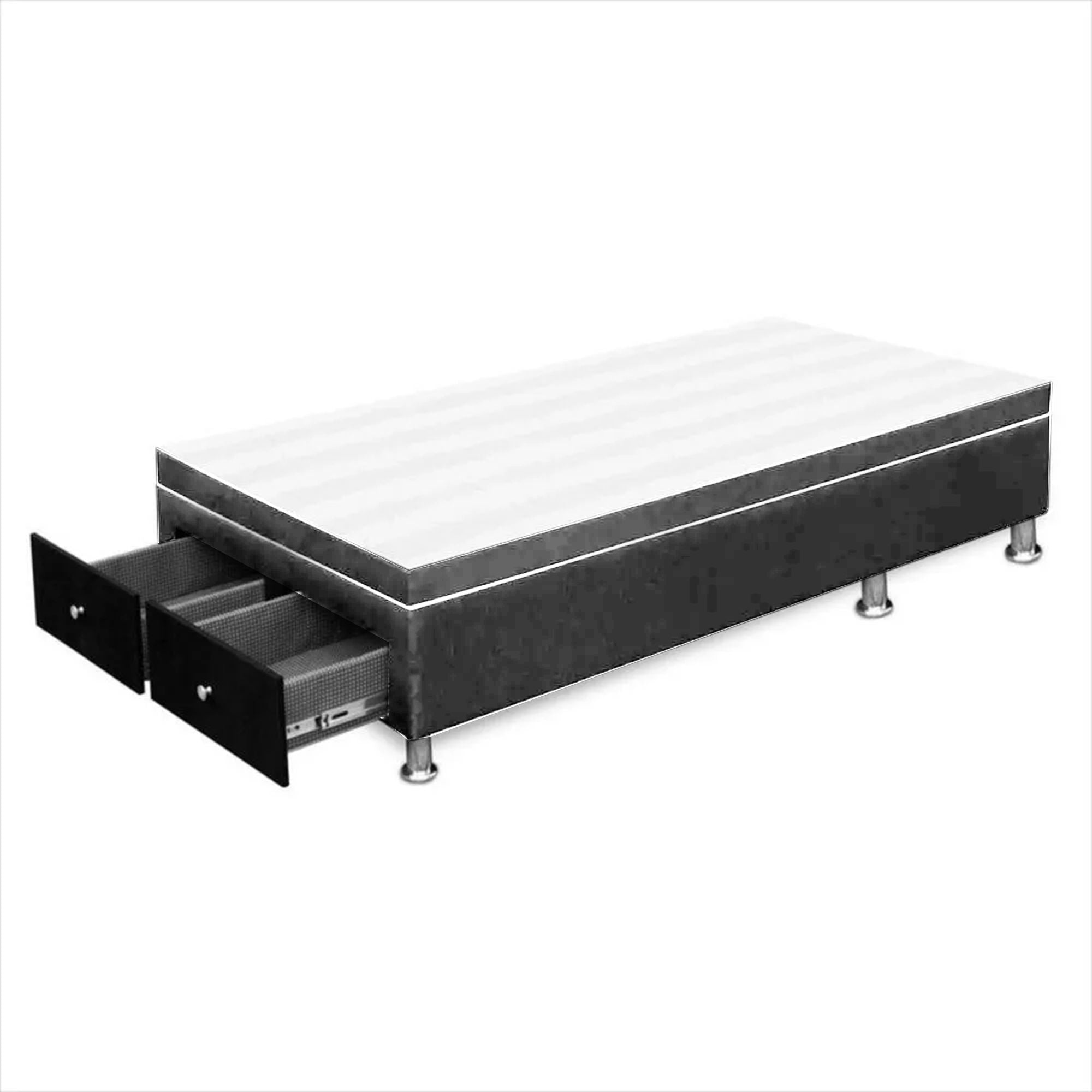 Grey Storage Bed Frame 140x43cm with Drawers for Double Mattress 140x190cm - Perfect for Small Bedrooms & Guest Rooms