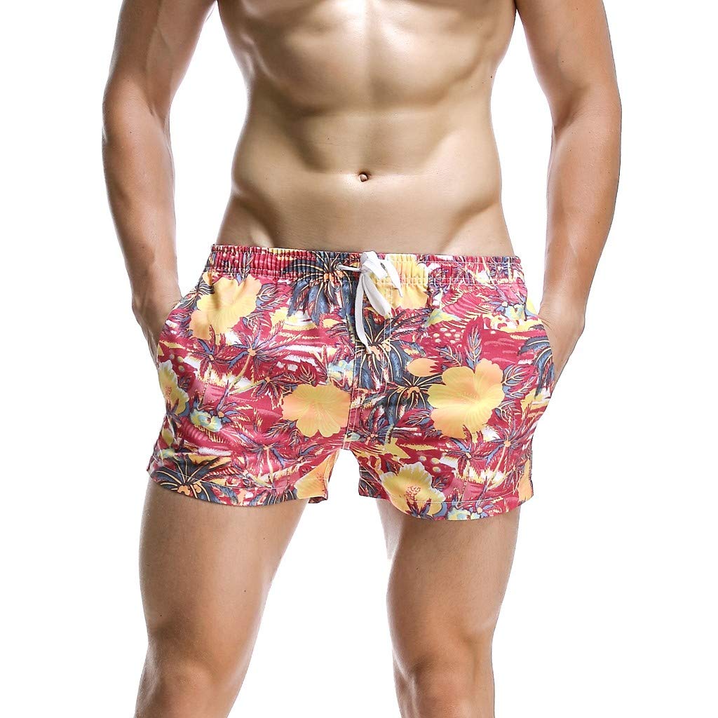 Kaixindaj Men's Casual Printed Beach Shorts with Drawstring & Pockets - Loose Fit Comfortable Summer Fashion Pants for Outdoor Activities, Vacation & Relaxation