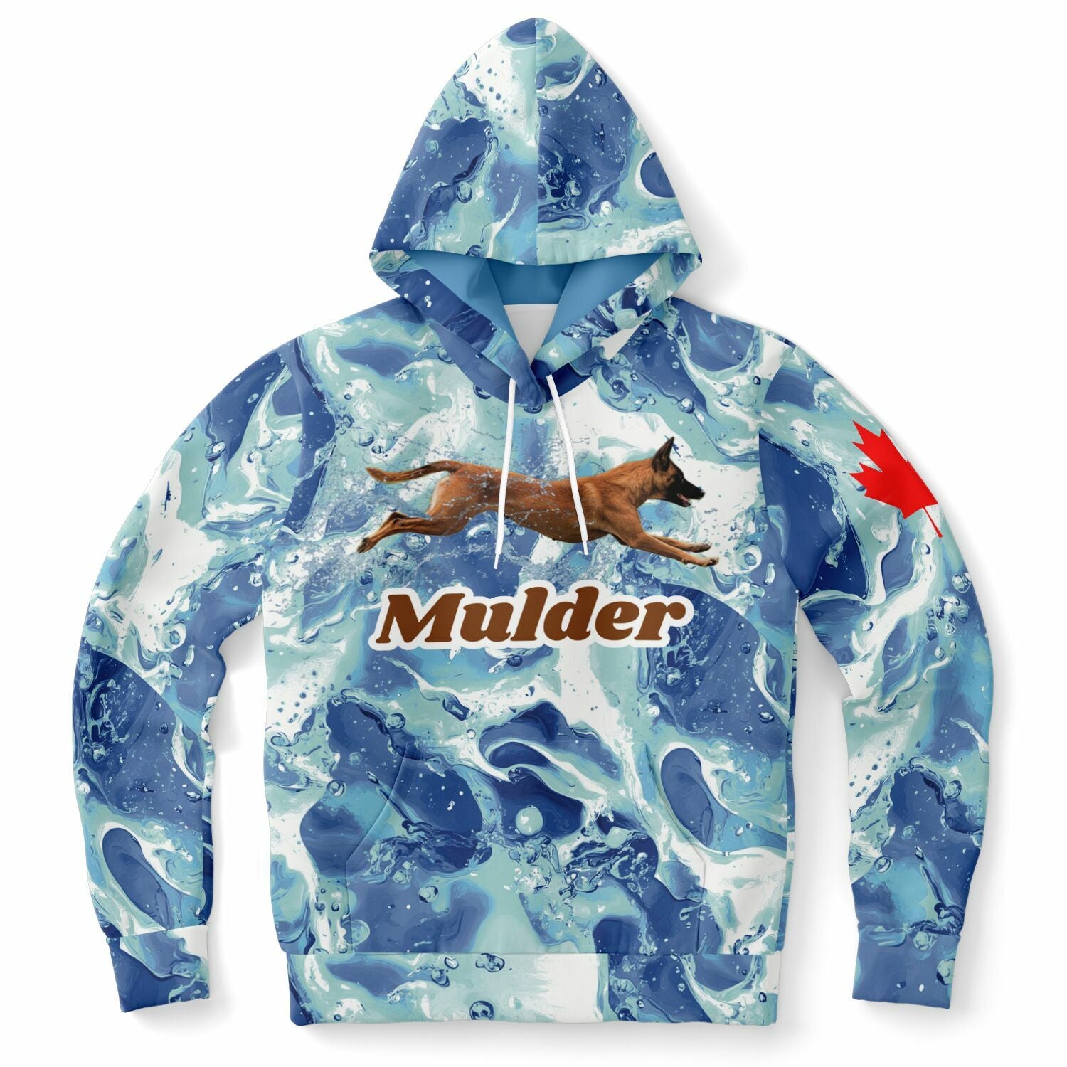 Premium Unisex Custom Logo & Text Sports Hoodie - Dock Diving Blue Waves - Gym, Running, Outdoor Activities