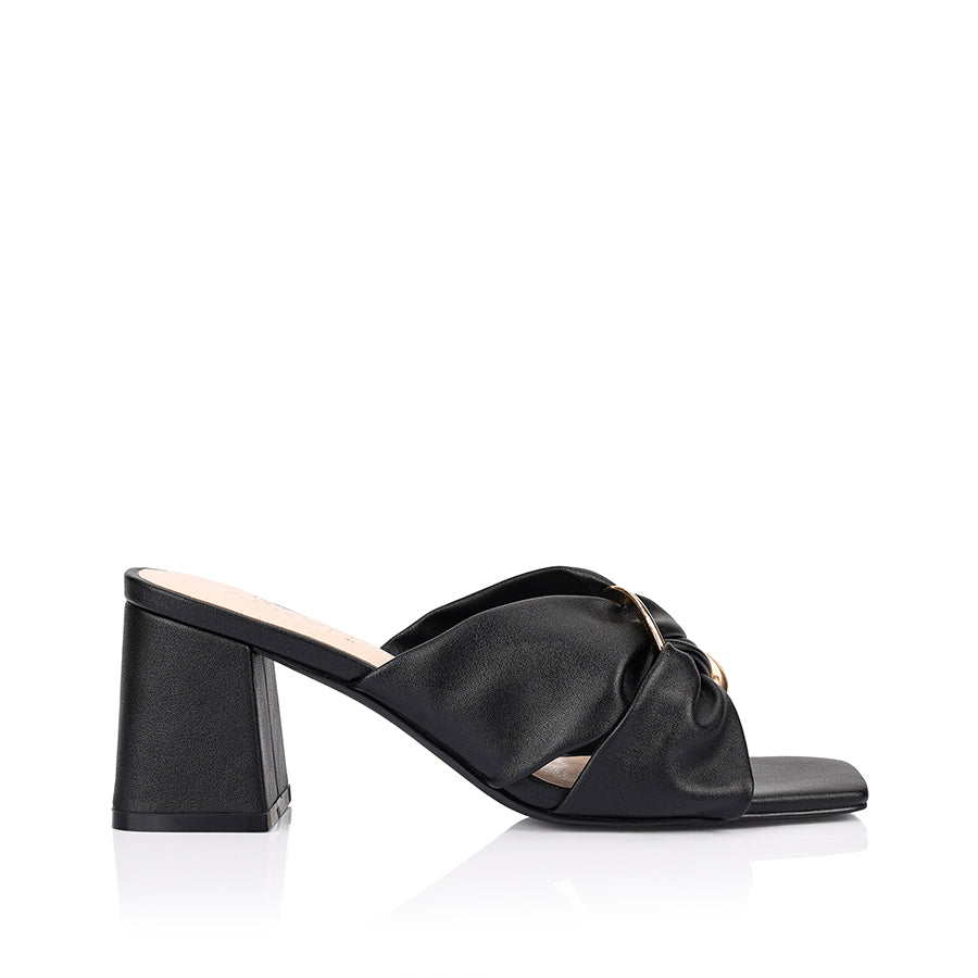 Stamos Women's Block Heel Mules - Comfortable Slip-On Shoes for Work & Casual Wear - Black