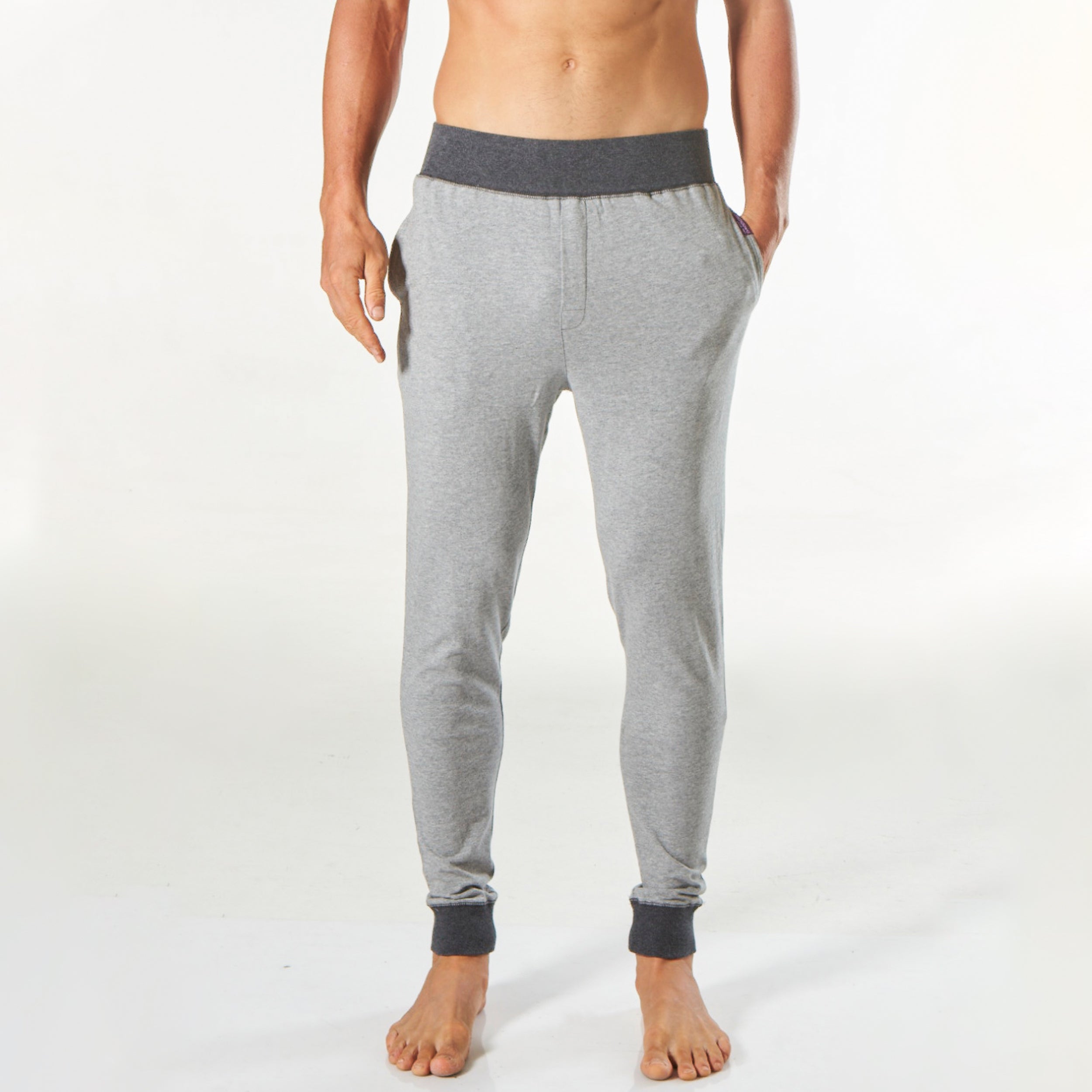 Men's Slim Fit Knit Sleep Pants - Soft & Comfortable Lounge Pajama Bottoms for Nightwear & Relaxation at Home - Grey Marle