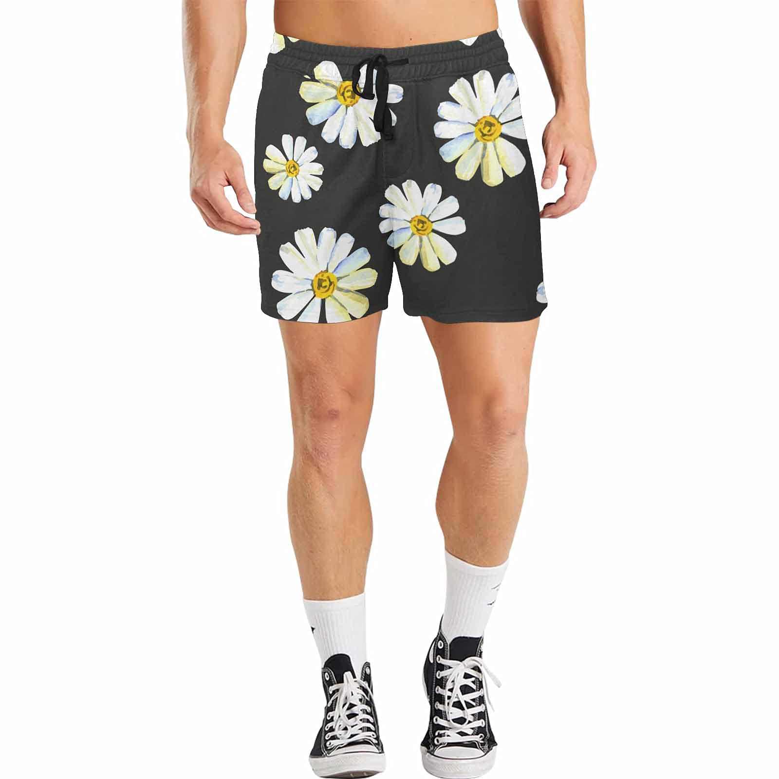 **InterestPrint Men's Classic Elastic Waist Shorts with Drawstring - Comfortable Floral Print Casual Shorts for Summer, Beach, and Lounge Wear**