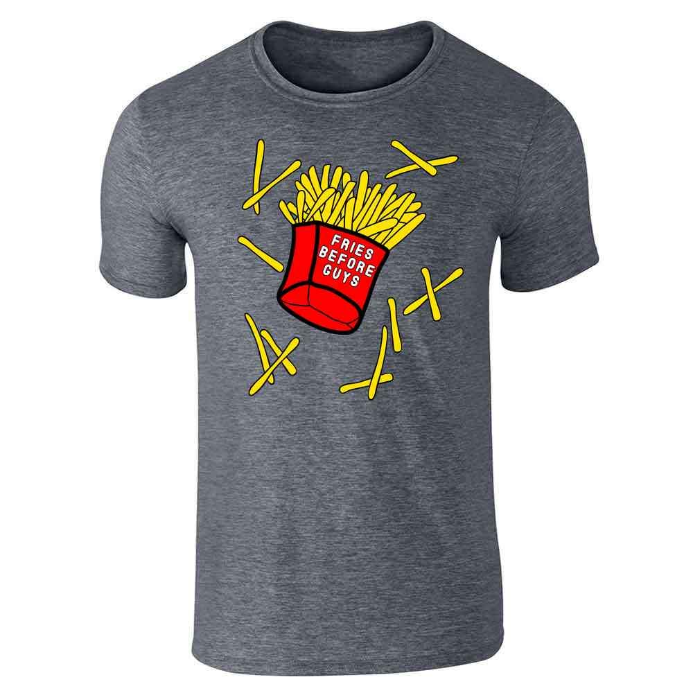 Funny Feminist Graphic Tee - 'Fries Before Guys' Slogan T-Shirt for Men | Pop Threads Casual Wear | Perfect for Parties, Social Events & Everyday Outfits