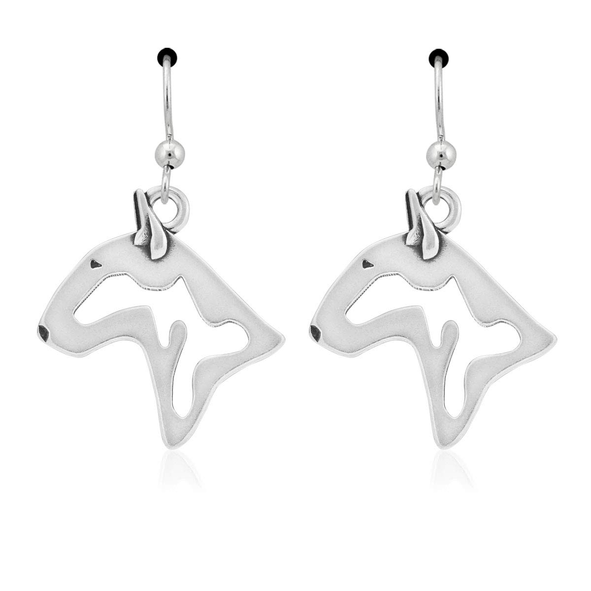 Sterling Silver Bull Terrier Dog Earrings - Handmade Dainty Stud Earrings for Women - Perfect Gift for Dog Lovers & Pet Owners - Great for Casual Wear, Date Night & Everyday Jewelry