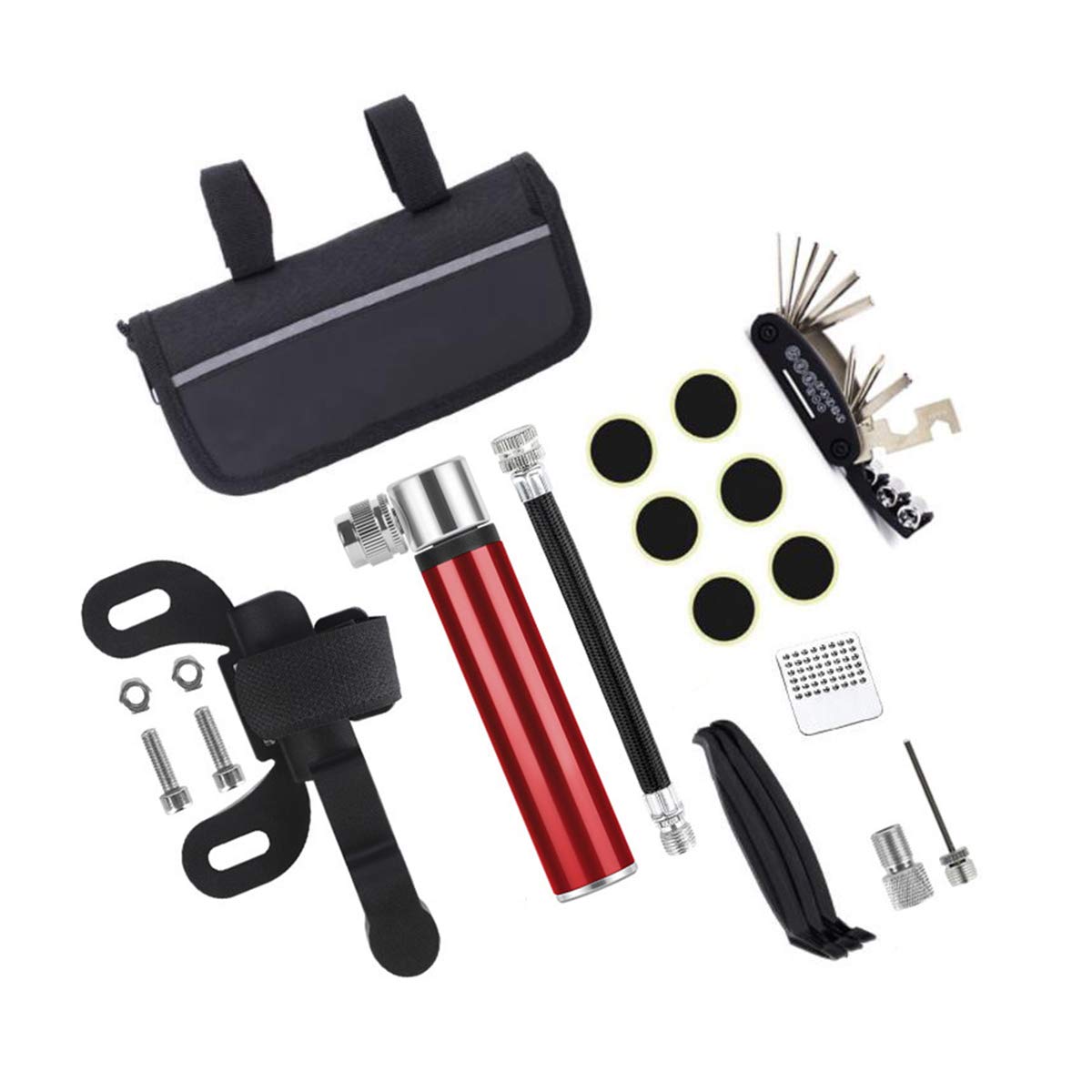 KINDOYO 16-in-1 Professional Bicycle Repair Tool Kit - Multifunction Bike Screwdriver, Tire Pump, Patch & Levers for Road/Mountain Bike Maintenance | Perfect for Home Repairs & Cycling Enthusiasts