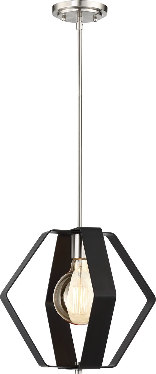 10W Zen 1 Light Pendant Light Fixture - Matte Black / Brushed Nickel Finish - Modern Minimalist Hanging Light for Bedroom, Living Room, Dining Room, and Office