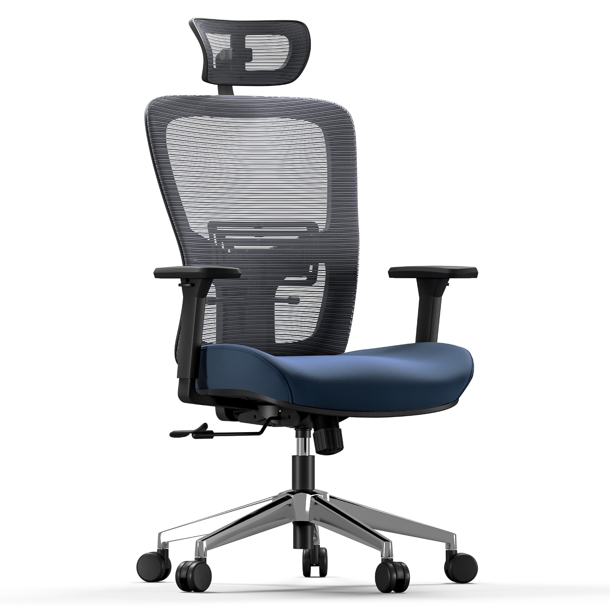 Ergonomic Office Chair with Lumbar Support - Adjustable Height, Headrest & Armrest - Thick Cushion Computer Desk Chair for Back Pain Relief - Perfect for Home Office, Gaming & Workspaces (Swivel)