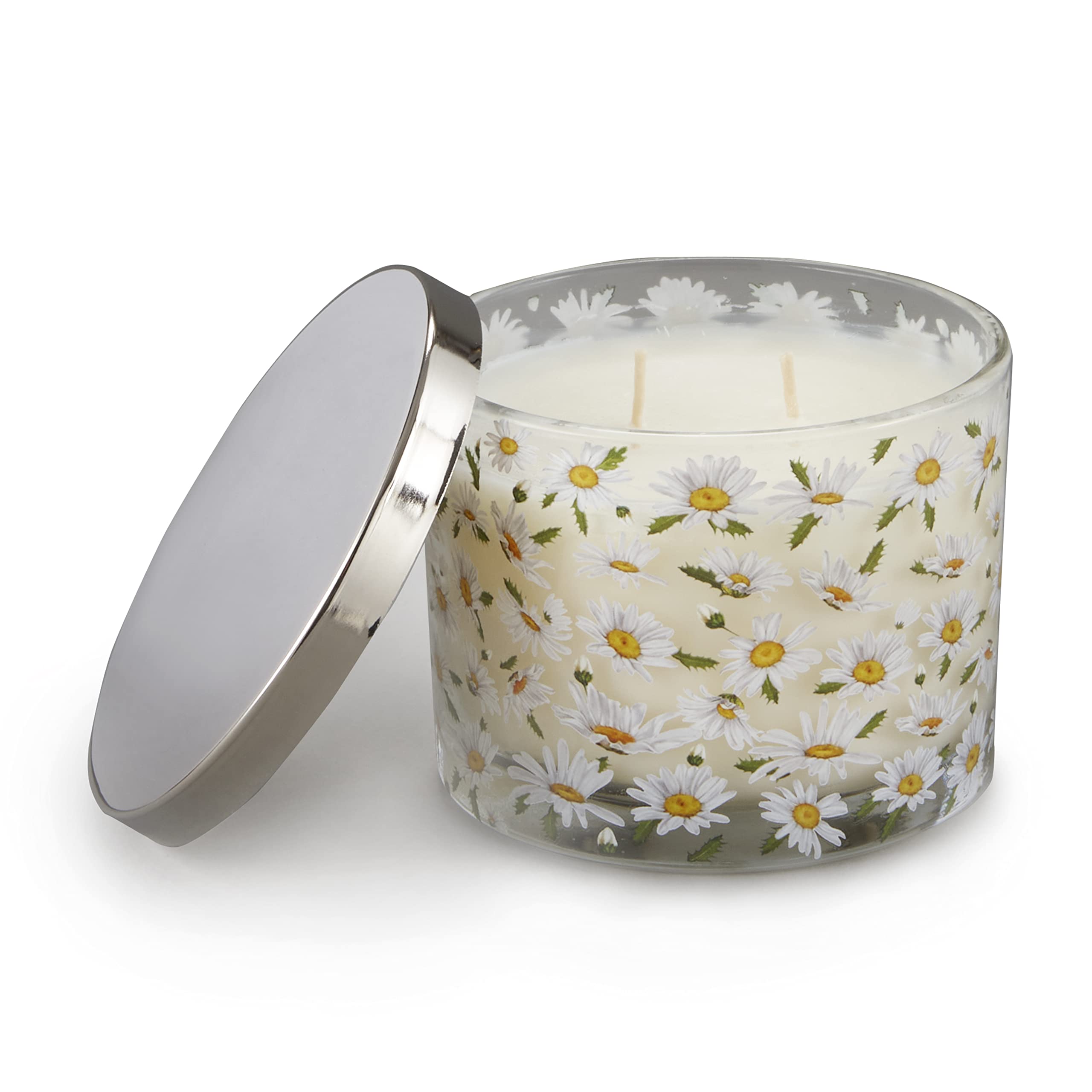 Lakeside Collection Glass Jar Scented Candle - Daisy Fragrance Home Decor Candle for Living Room, Bedroom, Bathroom - Relaxing Aromatherapy Gift for Women & Housewarming