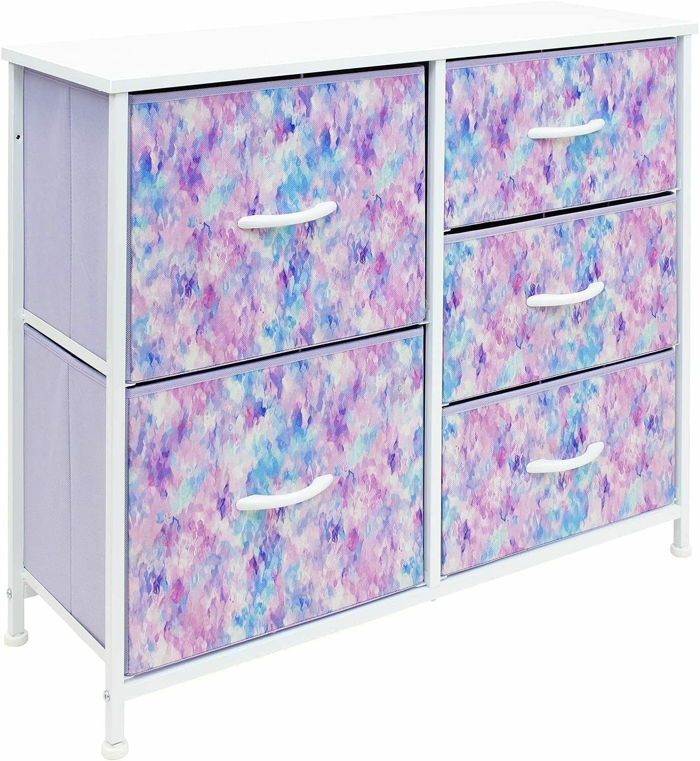 CLYZ 5-Drawer Kids Dresser - Purple Wooden Storage Chest Organizer for Bedroom, Nursery & Playroom | Space-Saving Kids Furniture for Clothes, Toys & Accessories