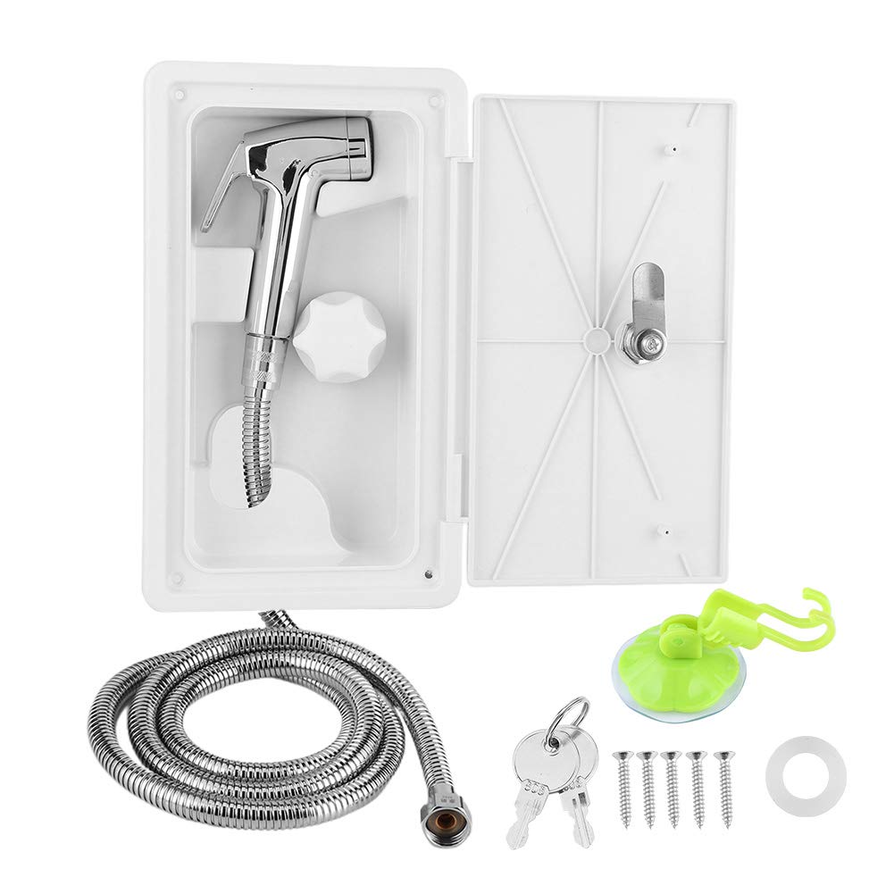 Marine Boat RV Shower Box with Hot & Cold Water Switch - 2 Keys Kit for Motorhome Caravan Exterior Shower Enclosure | Perfect for Outdoor Camping, Beach Showers & Off-Grid Living