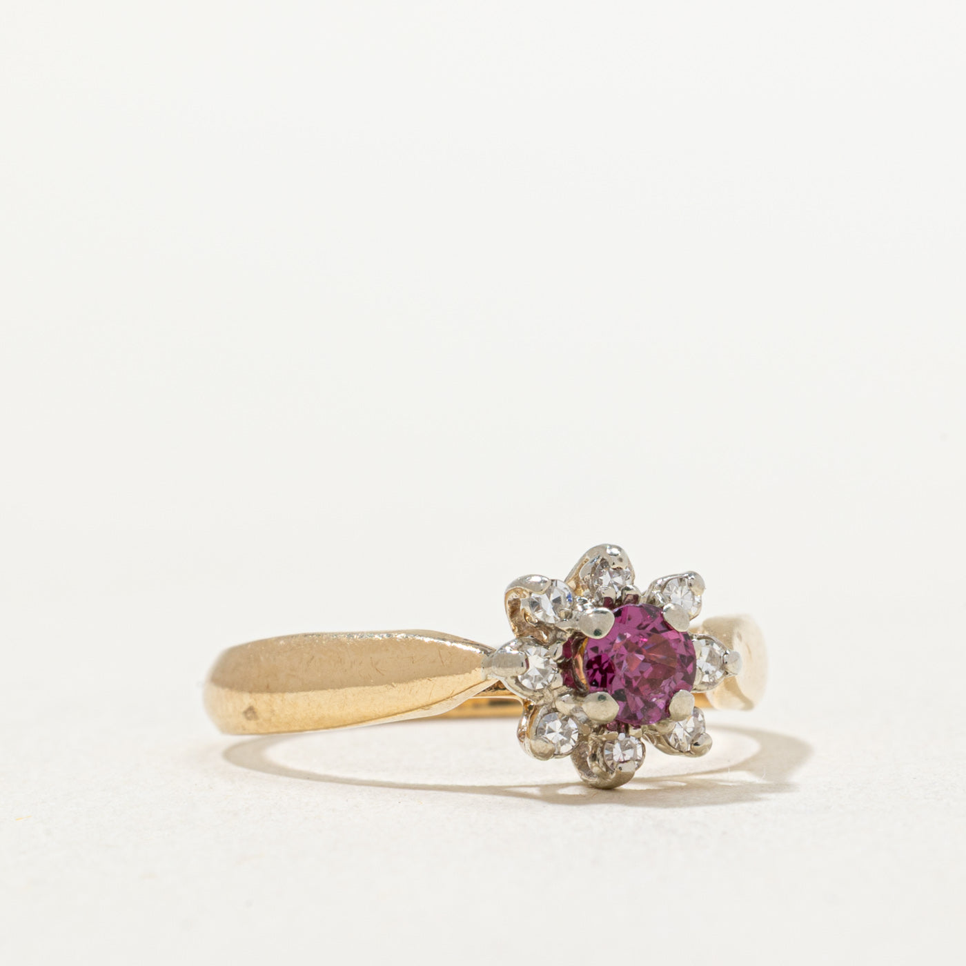Ruby & Diamond Petal Ring - 0.25ct Center Stone & 0.08ctw Accents - Size 6.25 - Elegant Floral Jewelry for Women - Perfect for Weddings, Anniversaries & Special Occasions