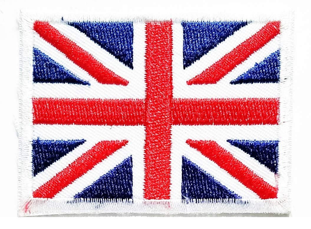 British Union Jack Flag Iron On Patches - Embroidered National UK Patch for Biker Motorcycle MC Club DIY - Sew or Iron On for Shirts, Jackets, Jeans & Vests - Perfect for Motorcycle Clubs, DIY Fashion & Patriotic Outfits